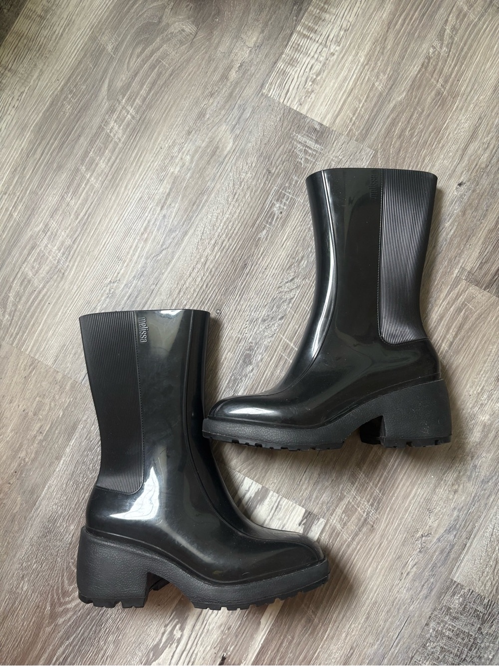 Black Melissa Nancy Chunky Rain Boots